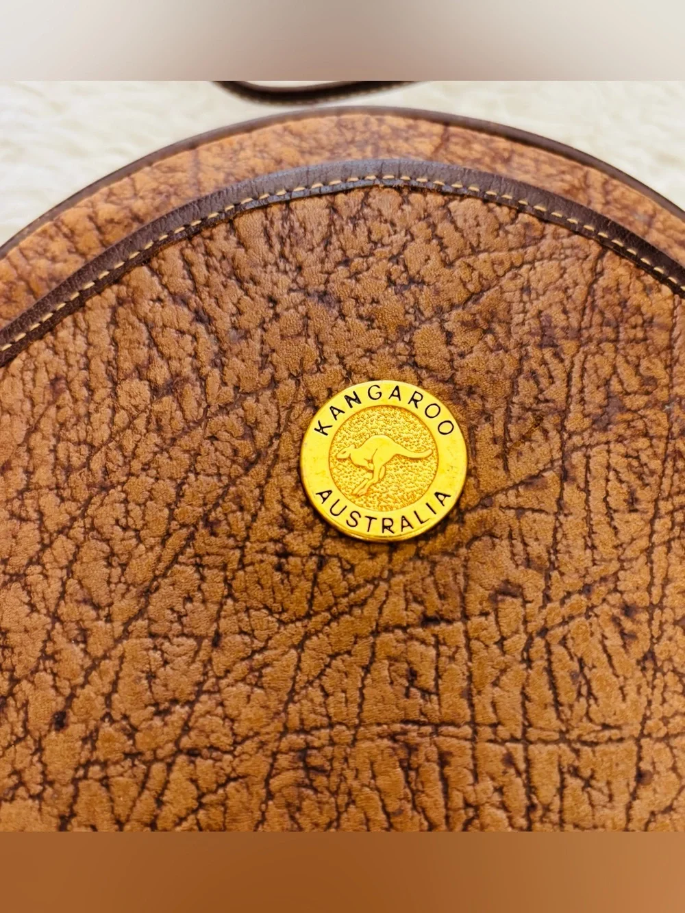 Kangaroo Australia Genuine Brown Leather Small Shoulder Bag 7.5”x7”x2”